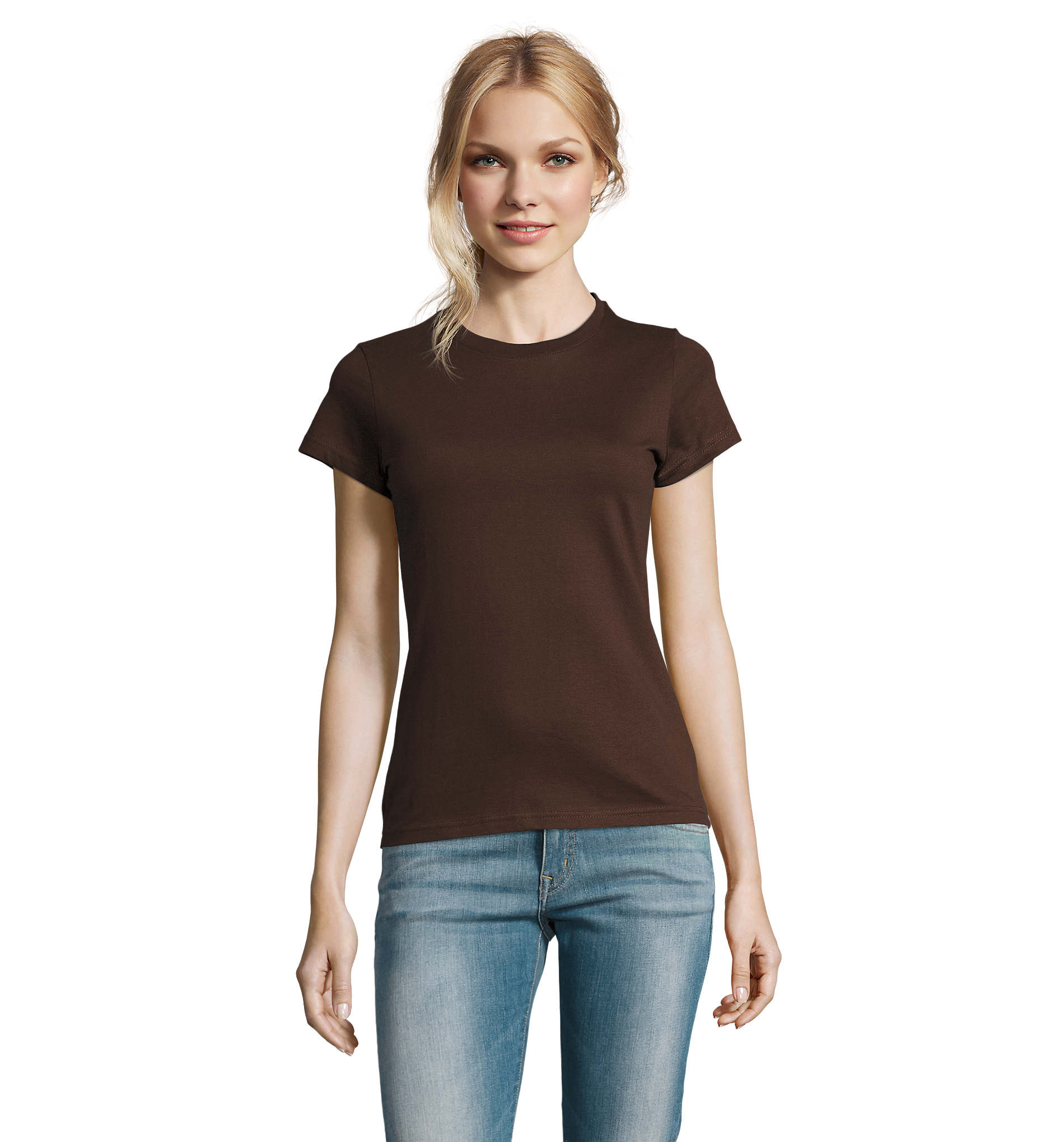 T-shirt coton 190g à personnaliser pour femme Imperial Chocolat 1